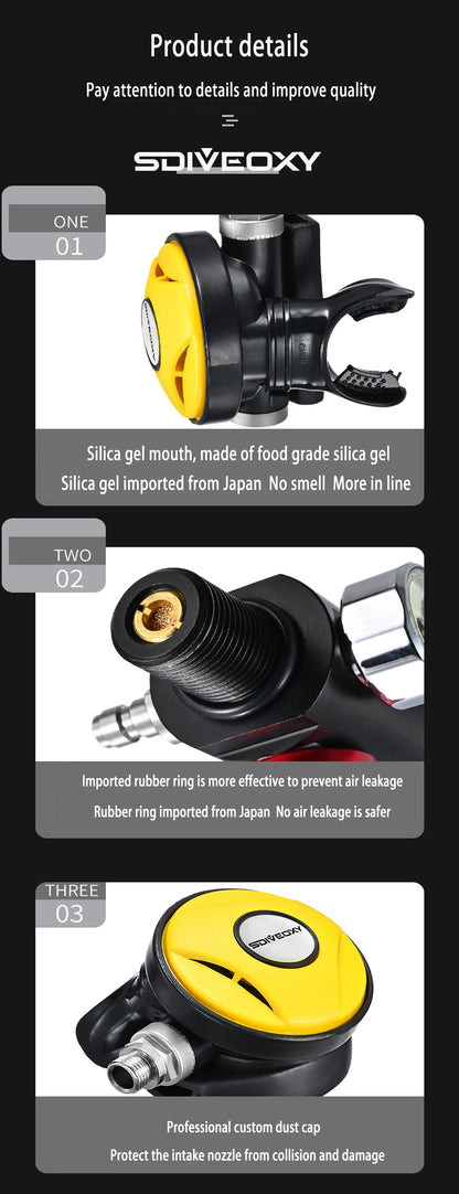 Scuba Diving Oxygen Tank  1L Cylinder Underwater Breather for  with Breathing Valve A Set - Universal Market