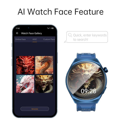 KUMI GW6 Smart Watch with ChatGPT AI Assistant, 1.43" AMOLED Display, Bluetooth Call, 100+ Faces, Fitness Tracker,  Waterproof