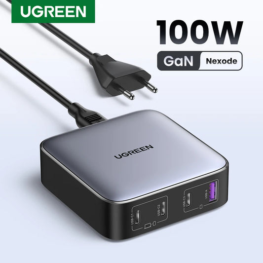 UGREEN 100W GaN Charger Desktop Laptop Fast Charger 4 in 1 Adapter For iPhone 17 16 15 14 Pro Max Phone Charger Xiaomi Samsung