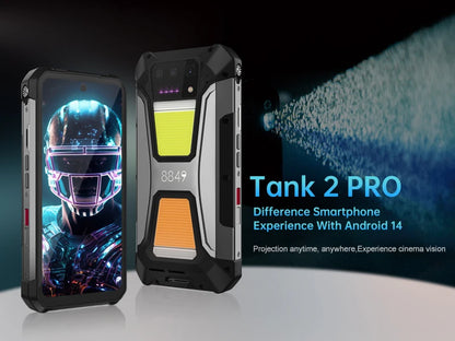 8849 Tank 2 PRO Projector Rugged Smartphone Android 2.4K 24GB 512GB 100MP Camera 23800mAh 120W Dual Sim OTG Phone