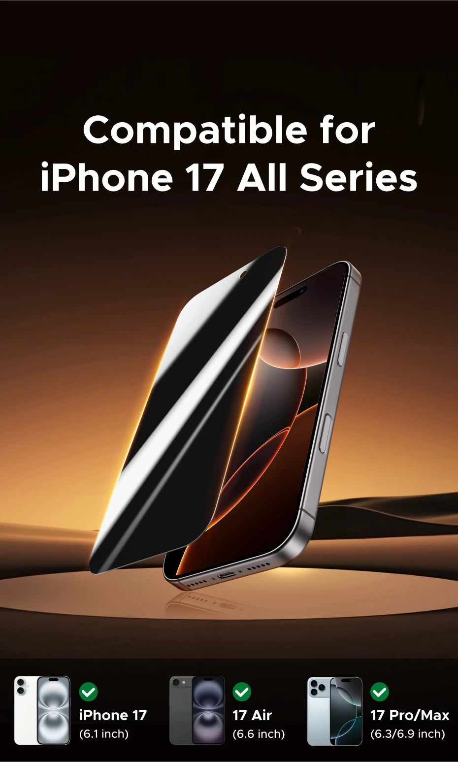 UGREEN 2PCS Privacy Screen Protector For iPhone 17 16 Pro Max Anti-Spy Tempered Glass For iPhone 17 Air Screen Protectors