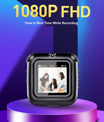 V9 Mini Clip Necklace Camera 1080P Portable Cam Dispaly Screen Audio Video Voice Photo Recorder Smart Loop Recording Camcorder