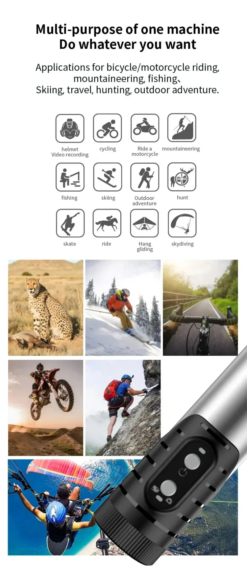 4K Mini Sport DV Action Sport Camera Flashlight Helmet Full HD 1080P Video Ideal Bodycam for Bike, Cycle, Motorcycle Camcorder