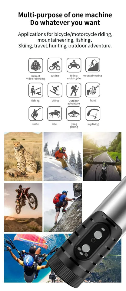 4K Mini Sport DV Action Sport Camera Flashlight Helmet Full HD 1080P Video Ideal Bodycam for Bike, Cycle, Motorcycle Camcorder
