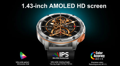 Smart Watch AK59 Bluetooth Call AI Voice 1.43inch AMLOED HD Large Screen Heart Rate Outdoor Sport Men Women Smartwatch