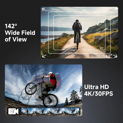 SVBONY SVGo3 Action Camera 4K30 Waterproof Dual LCD Screens Sports Camera with Quick Release Mount for Surfing Cycling Vlog