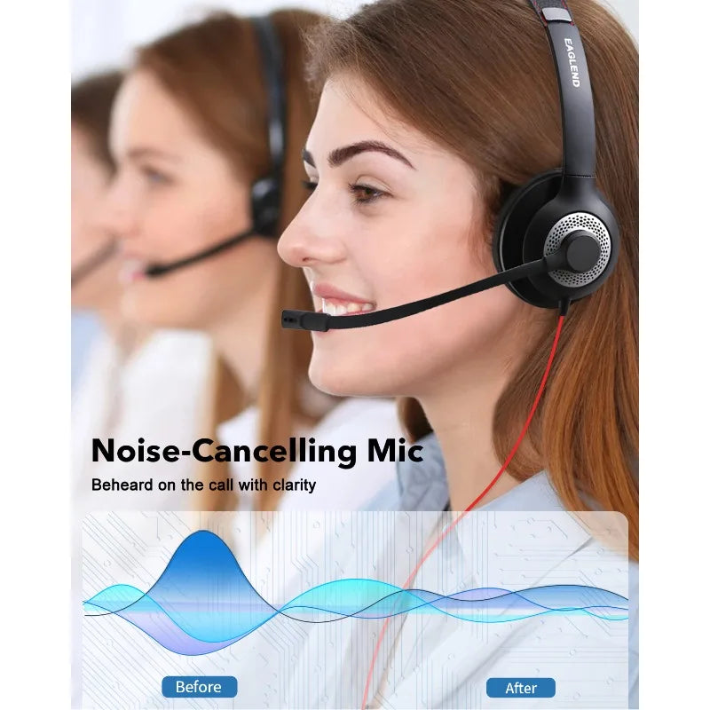 JIAMQISHI USB Headset PC Computer Headphones with Noise Cancelling MIC in-line Control for Home Office Online Class Skype Zoom - Universal Market
