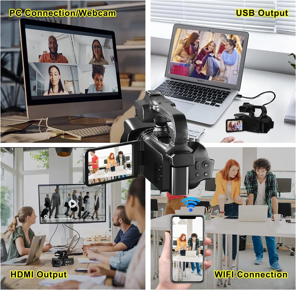 64MP 4K 60FPS Camcorder For Tiktok Youtube Video Camera Rotate Touch Screen Photography Camera WIFI Streaming Webcam Recorder - Universal Market