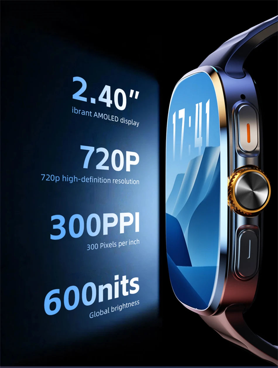 8GB+128GB RAM 5G/4G Android 9.0 Smart Watch 2.4 inch AMOLED 2100mah Battery 900W Camera GPS WIFI Google APPS Download Smartwatch