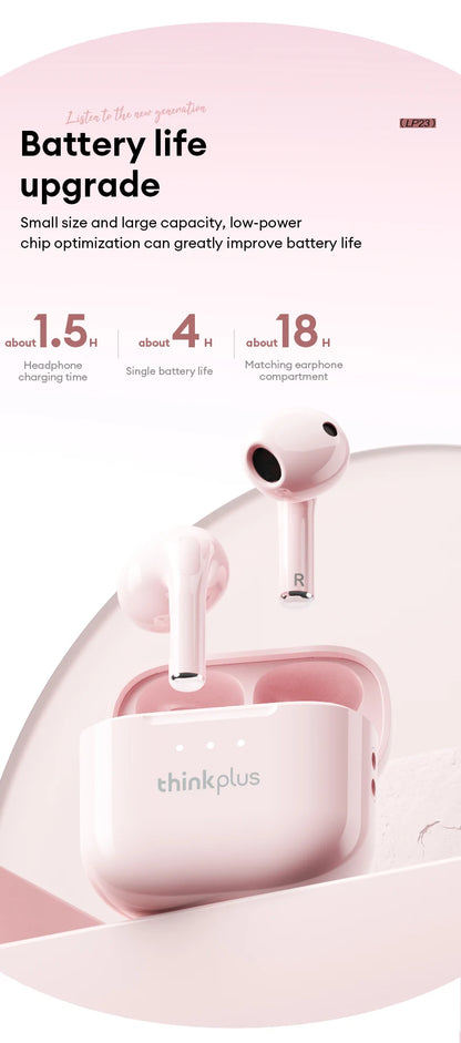 Choice Lenovo LP23 Bluetooth 5.4 Earphones HiFi Music Headset Wireless TWS Headphones Noise Reduction Sport Gaming Headphones - Universal Market