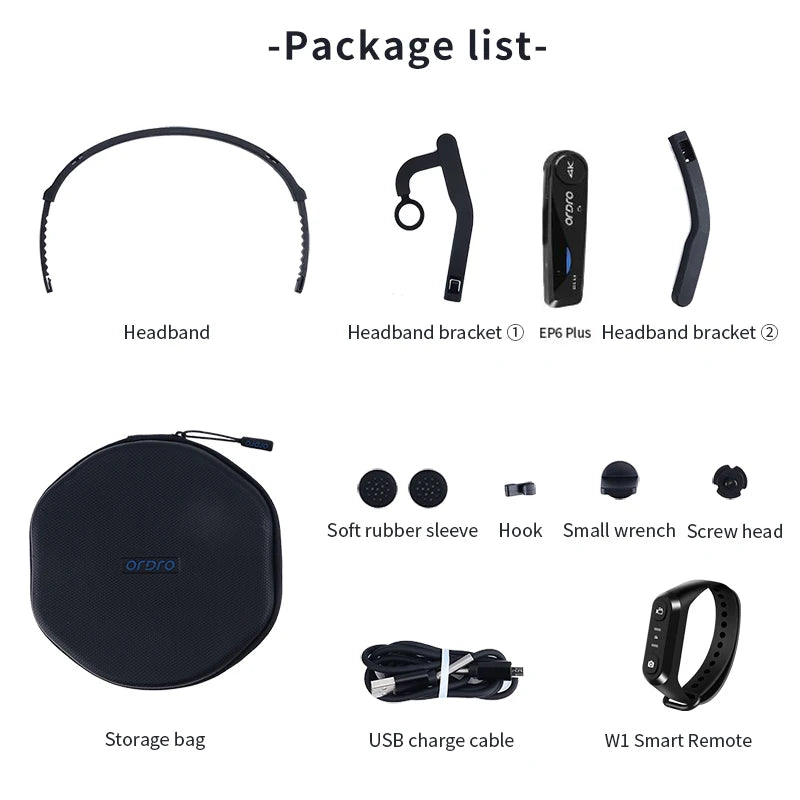 4K Video Camera for Blogger, Ordro EP6 PLUS Mini WiFi YouTube Vlogging Digital Camcorder Head Wearable POV FPV Recorder