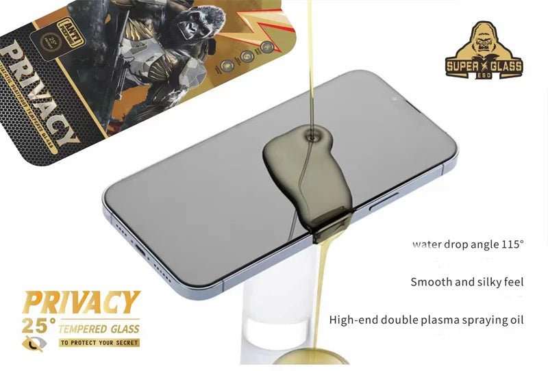 King Kong Gorilla Privacy Screen Protector For iPhone 11 12 13 14 15 Pro Max Anti-spy Tempered Glass For iPhone X XS Max 13 Pro