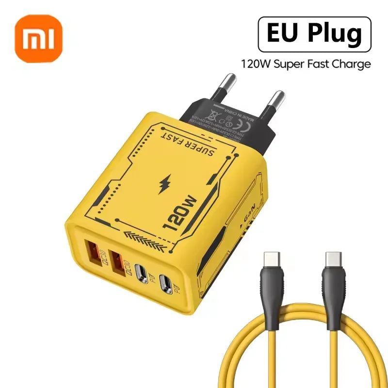 XIAOMI 4 Port USB C PD Ultra 120W Fast Charger USB 3.0 Type C EU Plug Mobile Phone Charger Quick Charging For iPhone Huawei 2025
