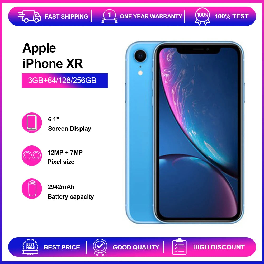 Apple iPhone XR 3GB RAM 64/128/256GB ROM Original Unlocked 6.1" Liquid Retina IPS LCD NFC 4G CellPhone Fast Shipping - Universal Market