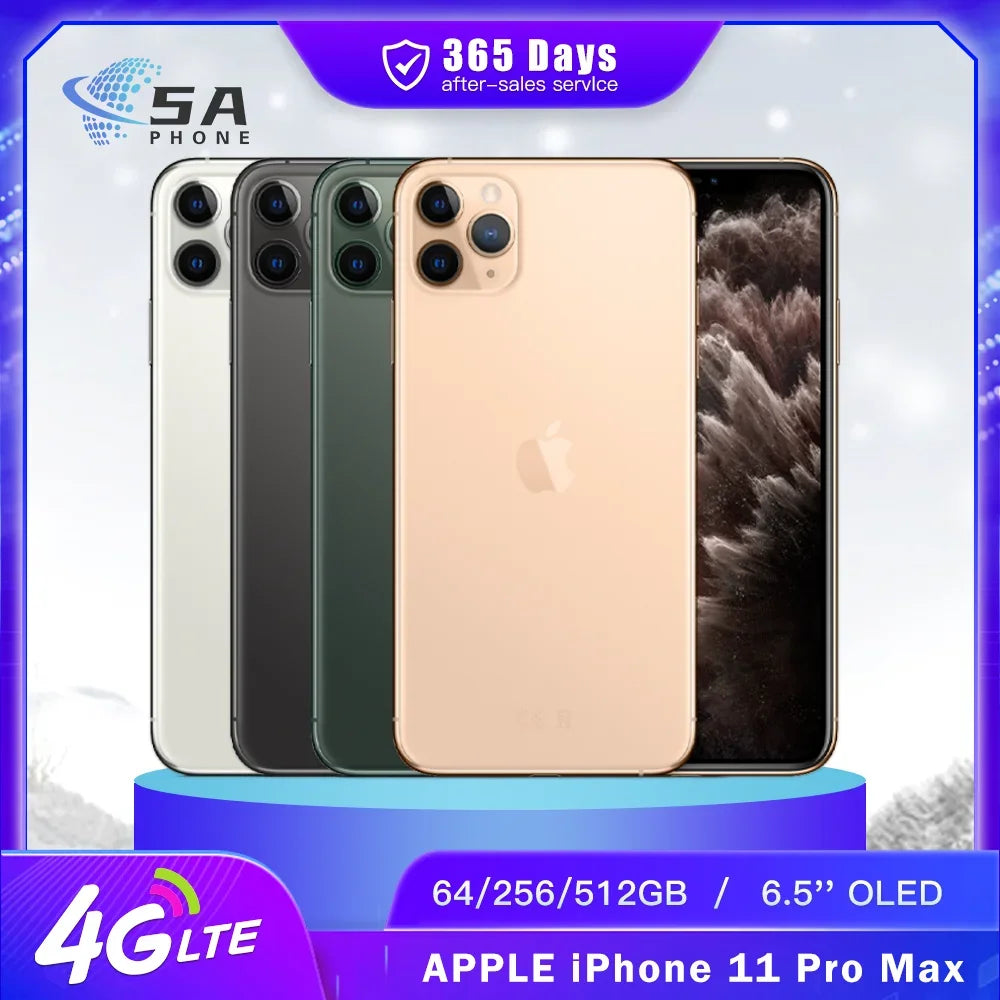 Original Apple iPhone 11 Pro Max 4G Mobile Phone Face ID 64GB/256GB 11PM NFC 6.5'' OLED Screen A13 Bionic Hexa-Core 11 pro max - Universal Market