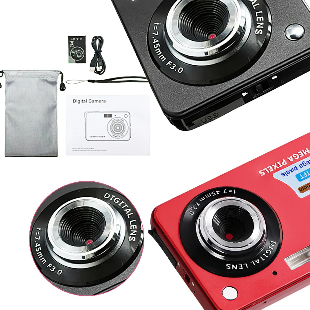 Portable Digital Camera 1080P Video Camcorder 48MP Photo 8X Zoom Anti-shake 2.7 Inch Large TFT Screen USB Charge with Carry Bag - Universal Market