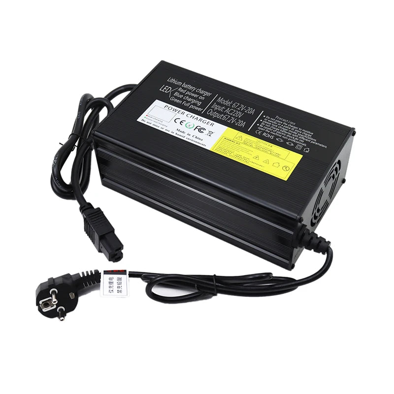 NEW 60V Lithium Battery Charger 67.2V 16S 5A 8A 10A 12A 15A 20A High-power Smart Band Display Rapid Charging Metal Shell