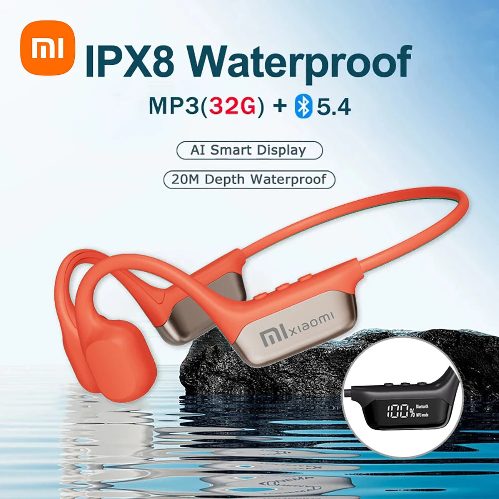 Xiaomi Mijia Bone Conduction Earphones IPX8 Waterproof Headset for Swimming Bluetooth 5.4 Wireless Sport Headphones MP3 32G RAM - Universal Market