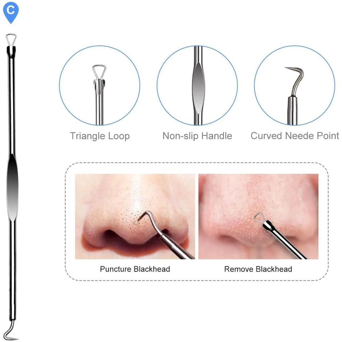 Acne Needle Remove Blackhead Blemish Pimple Comedone 4pcs/Set Double-ended Stainless Steel Facial Cleaning Skin Care