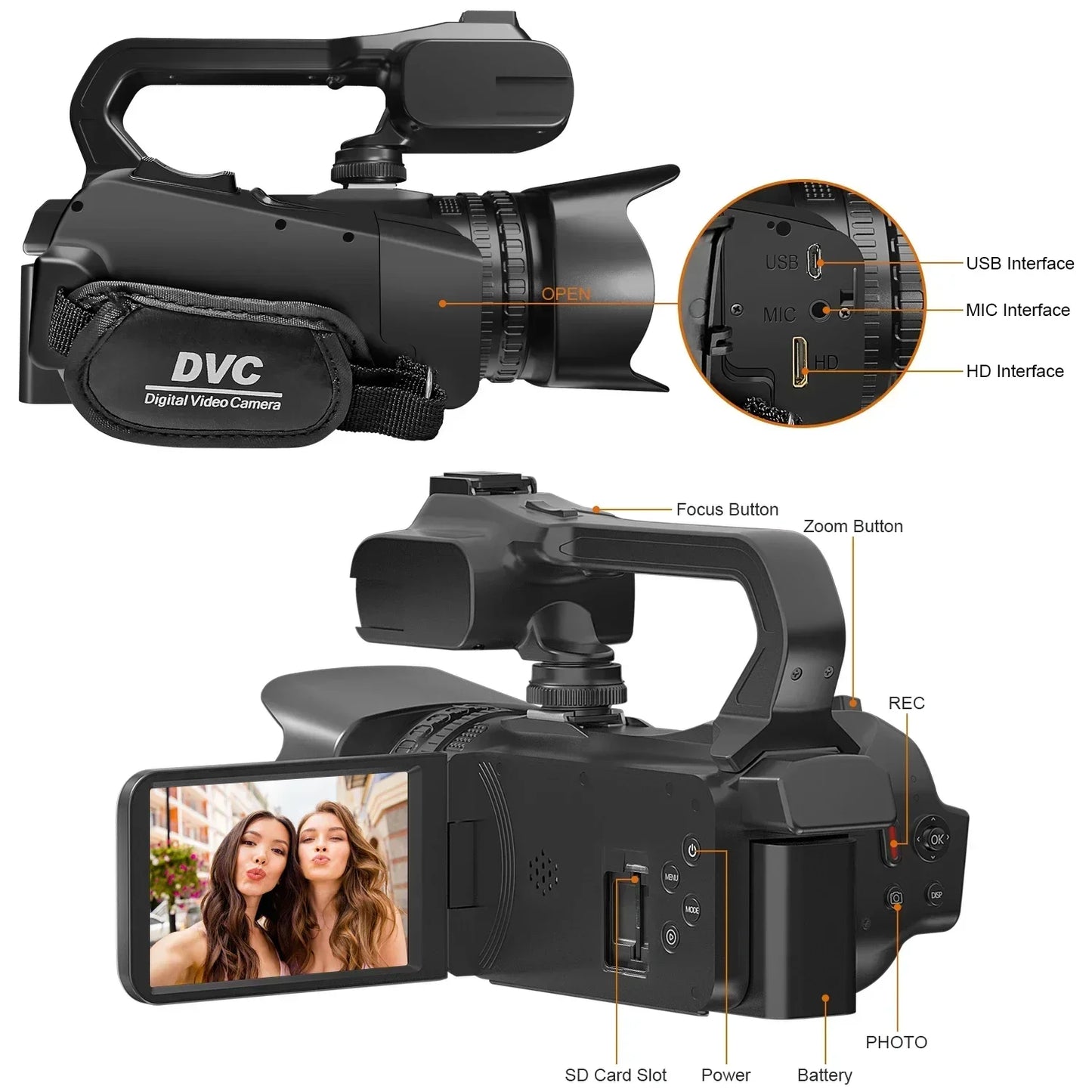 6K Professional Video Camera for Photography 18X Digital Zoom Night Vision Vlogging Camera 64MP WiFi Livestream Webcam Camcorder - Universal Market