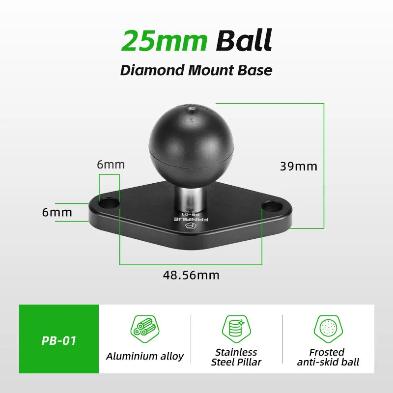 FANAUE 1 Inch Ball Adapter Aluminum alloy 25/20/17mm Diamond Ball Base, Square Ball Base Compatible with RAM Mounts Arm