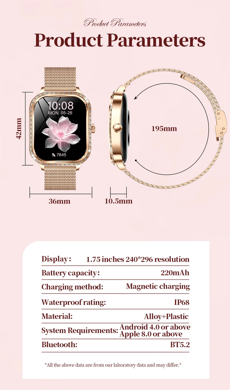 For Xiaomi Huawei New Women Smart Watch Heart Rate Blood Pressure Monitor Music Playback AI Voice Sports BT Calling SmartWatch