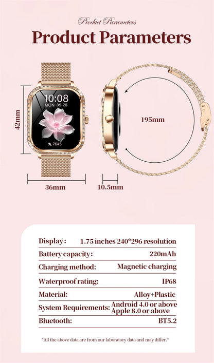 For Xiaomi Huawei New Women Smart Watch Heart Rate Blood Pressure Monitor Music Playback AI Voice Sports BT Calling SmartWatch