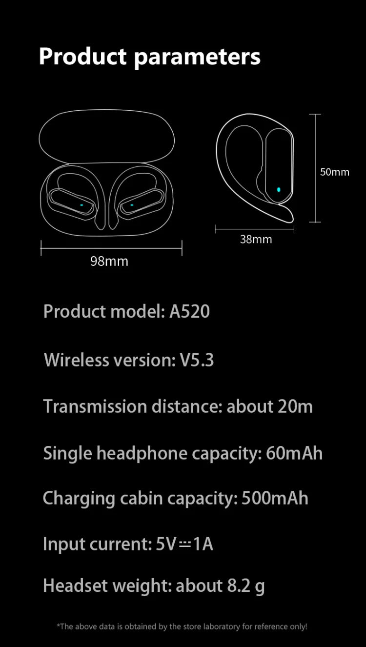 Original Brand A520 Touch Control Bluetooth 5.3 HiFI Stereo Waterproof Earphone TWS Earphone Wireless Sports Earphone with Mic - Universal Market