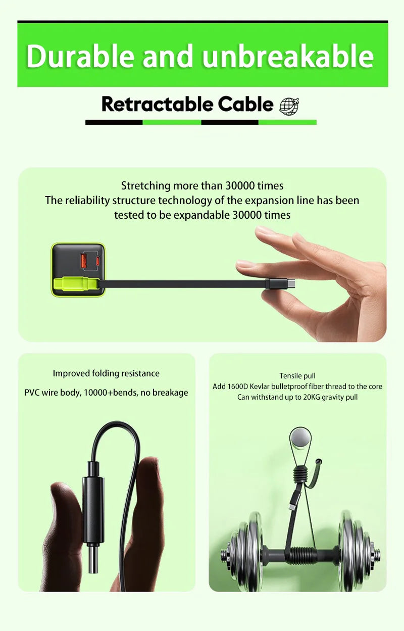 Xiaomi Mijia 65W GaN PD USB-C Charging Head Fast Charger With Built-in 80cm TypeC Cable Suitable for iPhone16 15 Promax NEW 2025