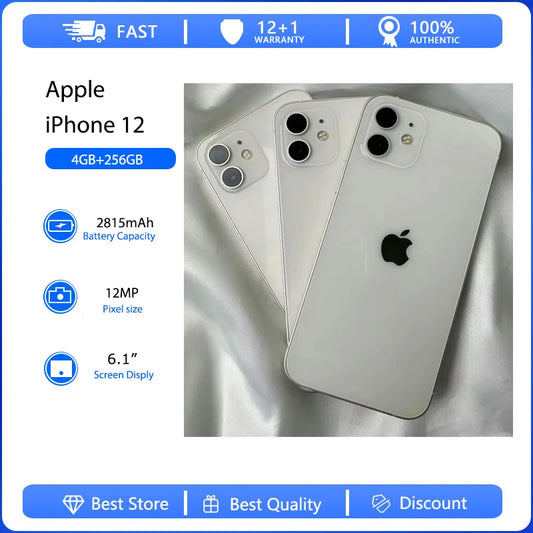 Apple iPhone 12 5G Face ID Mobile Phone Original Used Unlocked 6.1" 64/128/256GB ROM Hexa-core IOS 12MP Camera NFC Smartphones - Universal Market