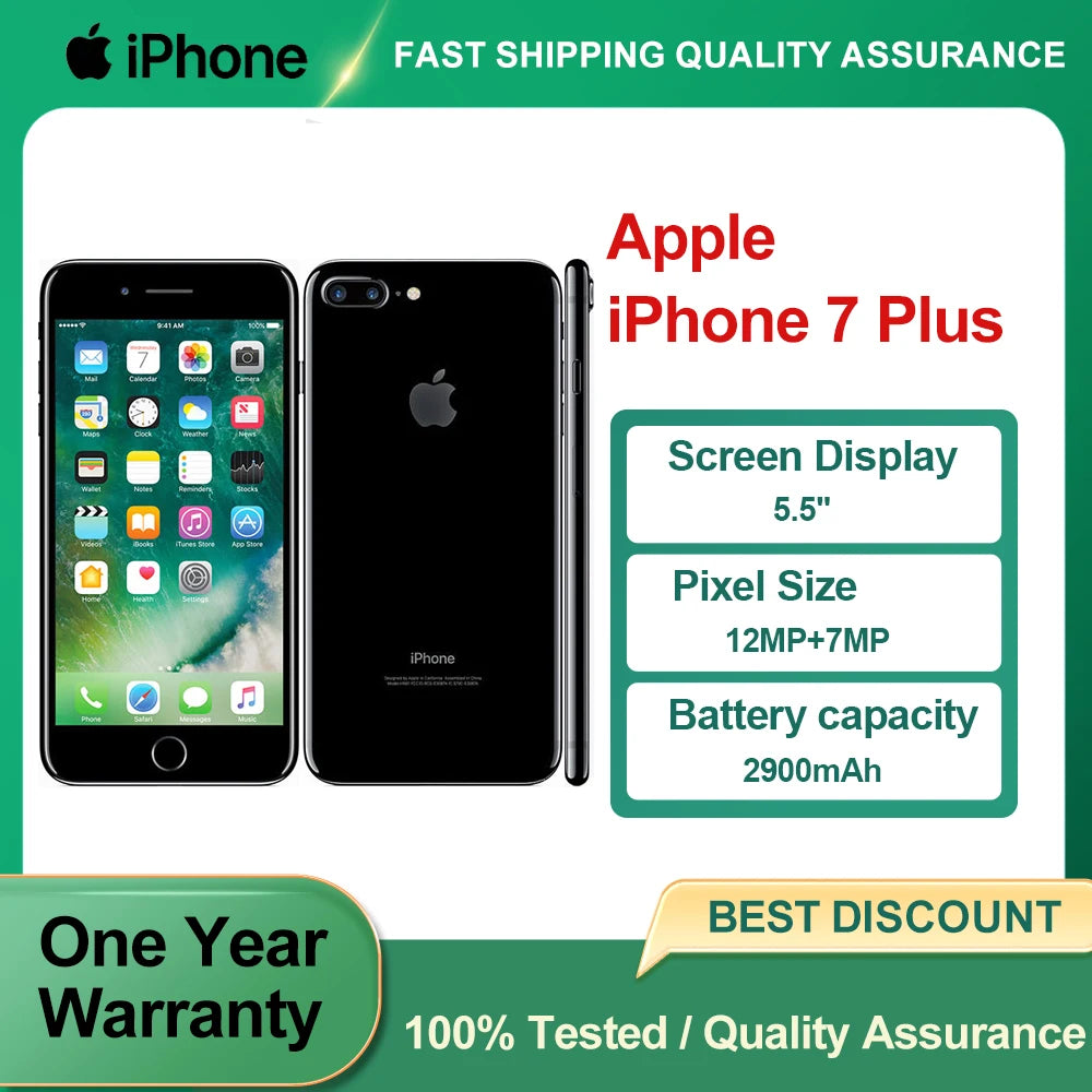 Apple iPhone 7 Plus Original Used Unlocked 4G Mobile Phone Wi-Fi 5.5" 32/128/256GB ROM 12MP Camera Hexa-core IOS NFC Smartphones