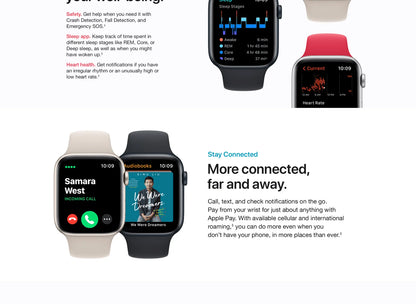 100% Original Apple Watch SE (2nd Gen) 40mm / 44mm Aluminum Case with Sport Band iOS SmartWatch