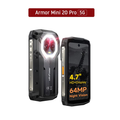 Ulefone 4.7" Rugged Phone Armor Mini 20 Pro 5G Android 14 16+256GB Smartphone LED Light 64MP Night Camera Mobile phone