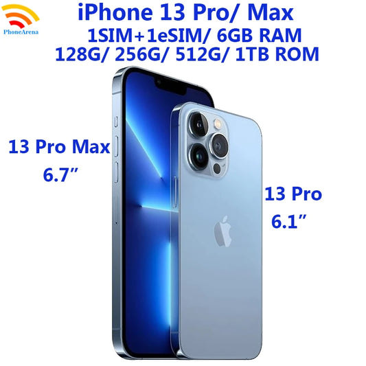 98% New Original Apple iPhone 13 Pro Max 6.7"/ iPhone 13 Pro  6.1" 12PM 128G/256G/512G/1TB ROM OLED Face ID Add 20W AC charger - Universal Market
