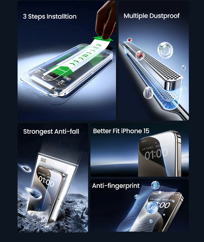 UGREEN Dust-free Screen Protector For iPhone 16 Pro Max Tempered Glass For iPhone 16 Pro Screen Protectors 15Pro Plus Film