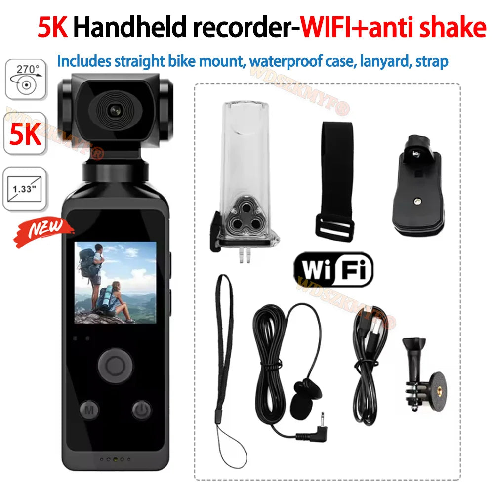 Real-5K 4K UHD WiFi 1080P Camera 270 Rotatable Mini Camcorders Outdoor Sports With Waterproof Case Video Recorder Camcorder Cam - Universal Market