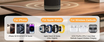 3 in 1 Magnetic Wireless Charger Speaker Night Light For iPhone 17 16 15 14 13 12 Pro Max Apple Watch AirPods Pro Fast Charging