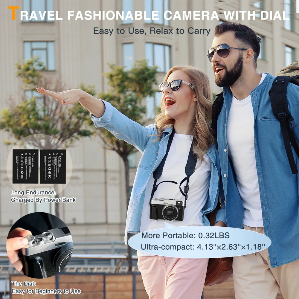 4K Digital Camera Auto Focus 48MP Vlogging Camera for YouTube and Anti-Shake Video Camera with Viewfinder Flash & Dial 16X Zoom - Universal Market