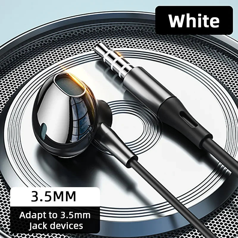 USB Type C Headphone HiFi Bass Stereo Volume Control Mic 3.5mm Wired Earbuds For Galaxy S24 S23 S22 S21 Ultra iPhone 15 Pro Max - Universal Market