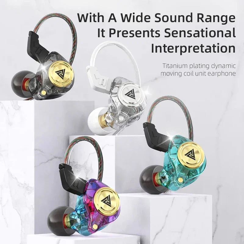 QKZ AK3 FiLe Wired Earphone with Microphone HiFi Music Monitor Bass Headphones Noise Cancelling Headset For Sport Gaming Earbuds - Universal Market