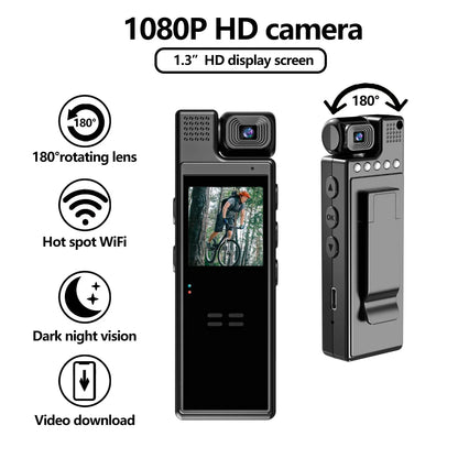 VIVO 8K HD Mini Action Camera Wifi Back Clip 180° Rotatable IR Night Vision Sports Cam Travel Bicycle Driver Video Recorder