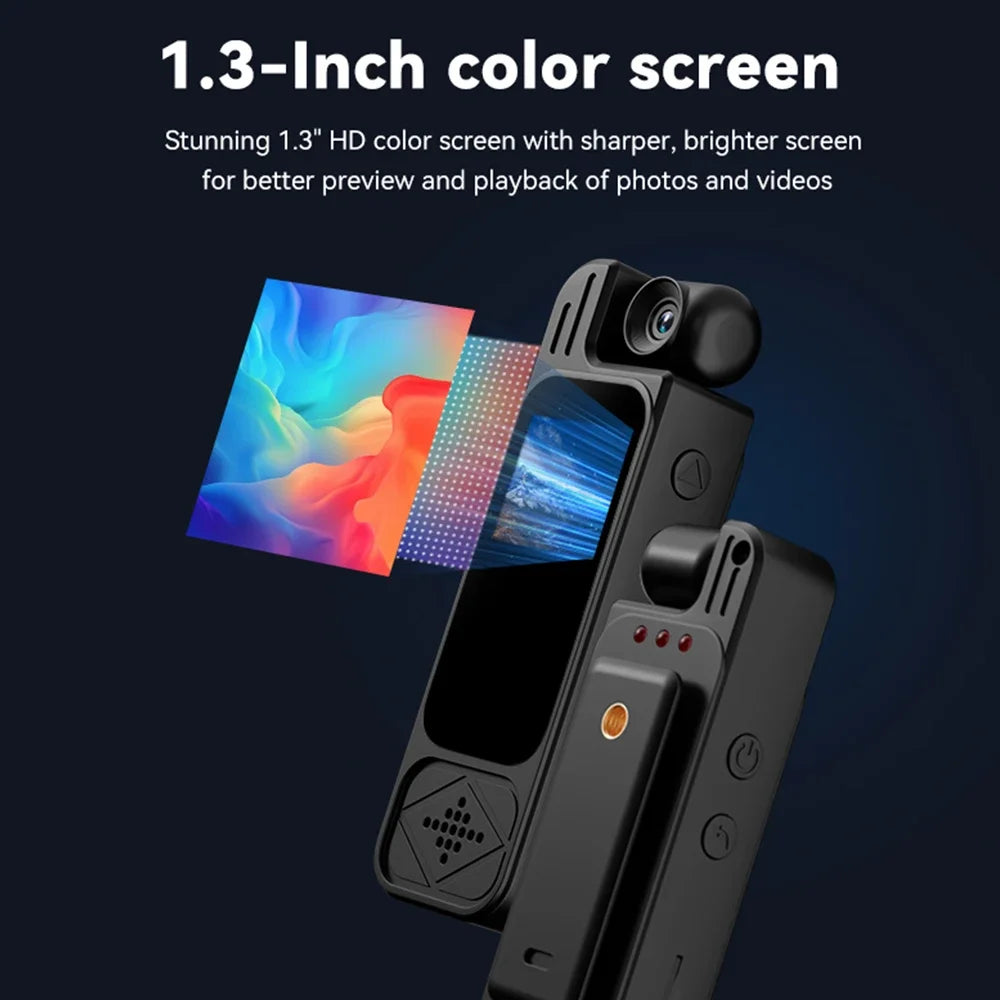 128GB Full HD 1080P Mini Body Camera Body Mounted Camera Night Vision Digital Video Recorder 1.3inch Bodycam Worn Police Camera