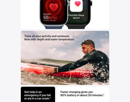 Apple Watch Series 10 GPS Smartwatch with Aluminium Case with Sport Band Water Resistant Always-On Retina Display