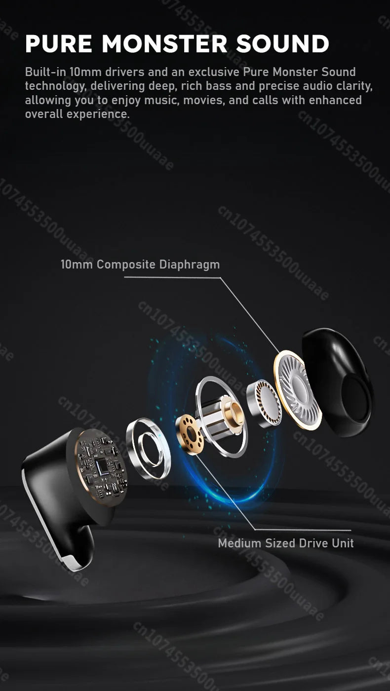 Monster AURA FIT GT19 Mini Invisible Earbuds Half in-Ear Bluetooth Headphone IPX5 Waterproof Wireless Sports Earphones with Mic - Universal Market