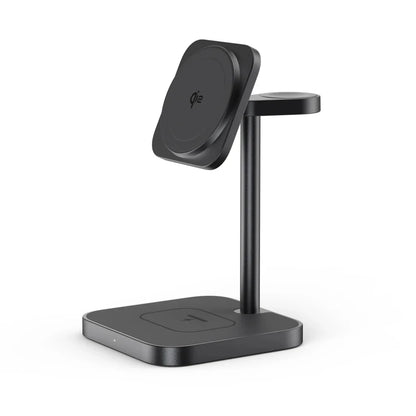 LULULOOK Qi2 3 in 1 Wireless Charging Station,Aluminum 15W Fast Mag-Safe Charger Stand for iPhone 17 16 15 14,5W for Apple Watch