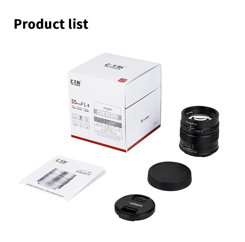 7artisans APS-C 55mm F1.4 Large Aperture Manual Focus Mirrorless Camera Lens for Portrait Photography with Sony E Fujifilm XF - Universal Market