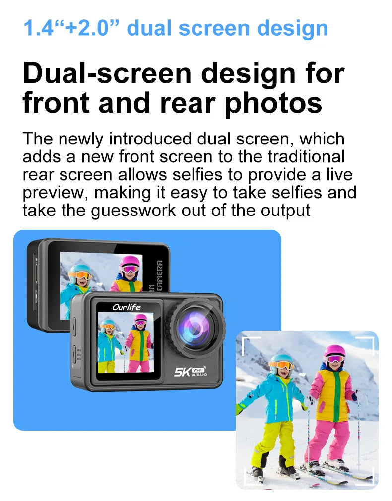 5K HD Outdoor Sports Camera Video Recording Action Shoot Stabilization Underwater Waterproof Photography Cam CarDriving Recorder