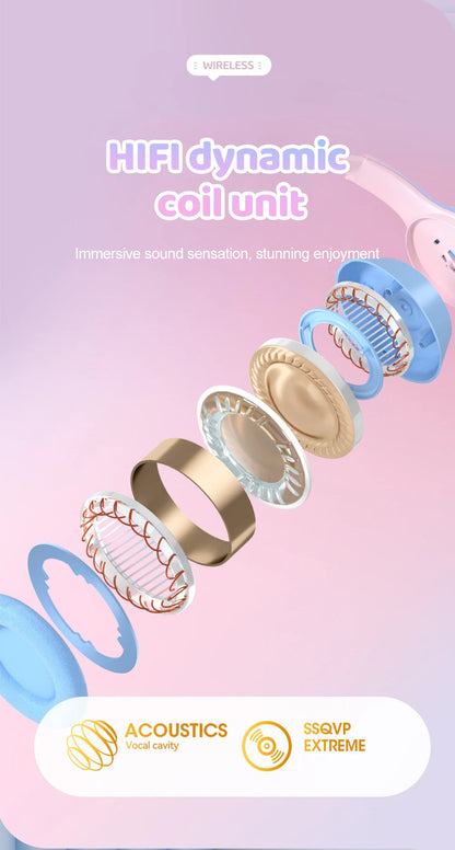 Gradient Wireless Headphones RGB Cat Ear Bluetooth Headphones With Microphone Stereo Music Game Earphone For Girls Kids Gifts - Universal Market