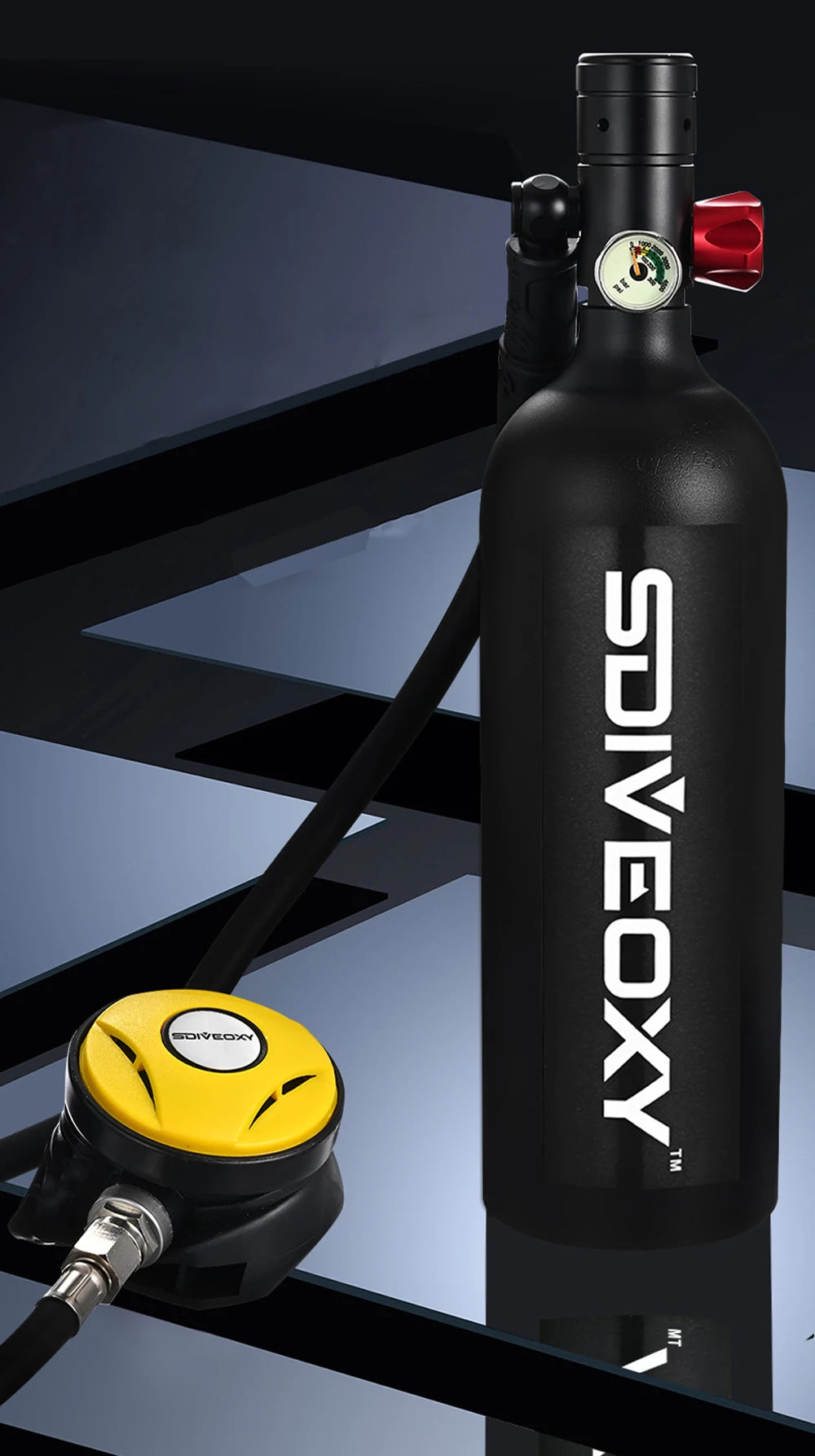 Scuba Diving Oxygen Tank  1L Cylinder Underwater Breather for  with Breathing Valve A Set - Universal Market