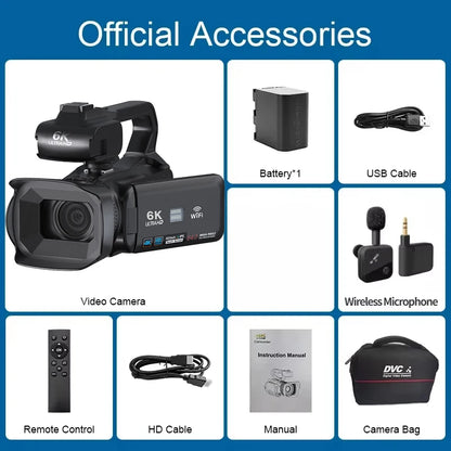 6K Professional Video Camera for Photography 18X Digital Zoom Night Vision Vlogging Camera 64MP WiFi Livestream Webcam Camcorder - Universal Market